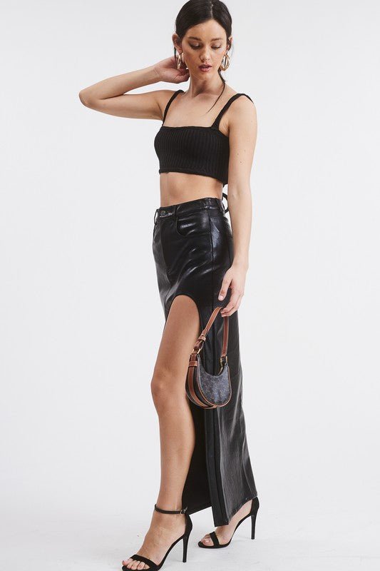 Black La Boca Leather Skirt - STYLED BY ALX COUTURESKIRTS