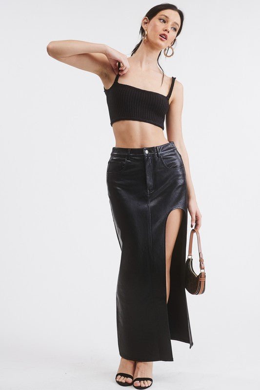 Black La Boca Leather Skirt - STYLED BY ALX COUTURESKIRTS