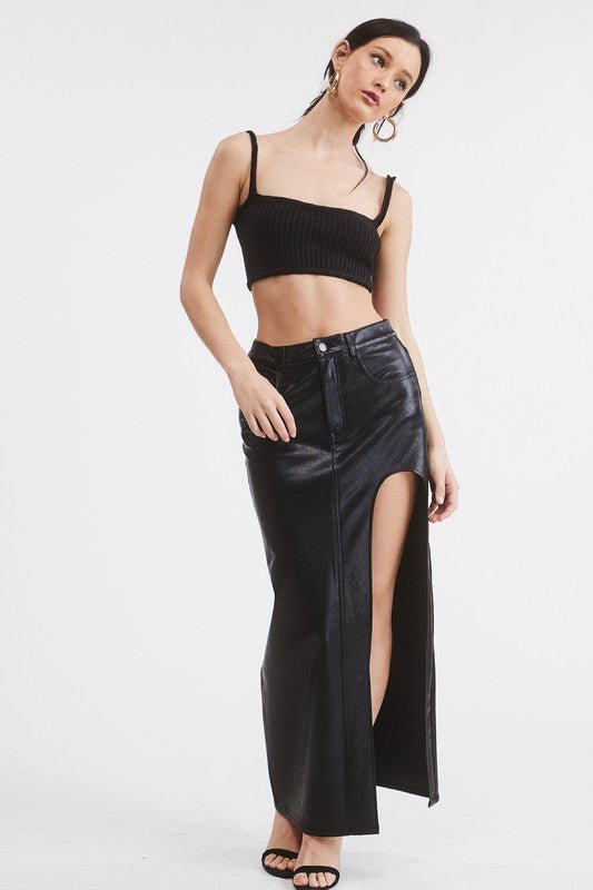 Black La Boca Leather Skirt - STYLED BY ALX COUTURESKIRTS