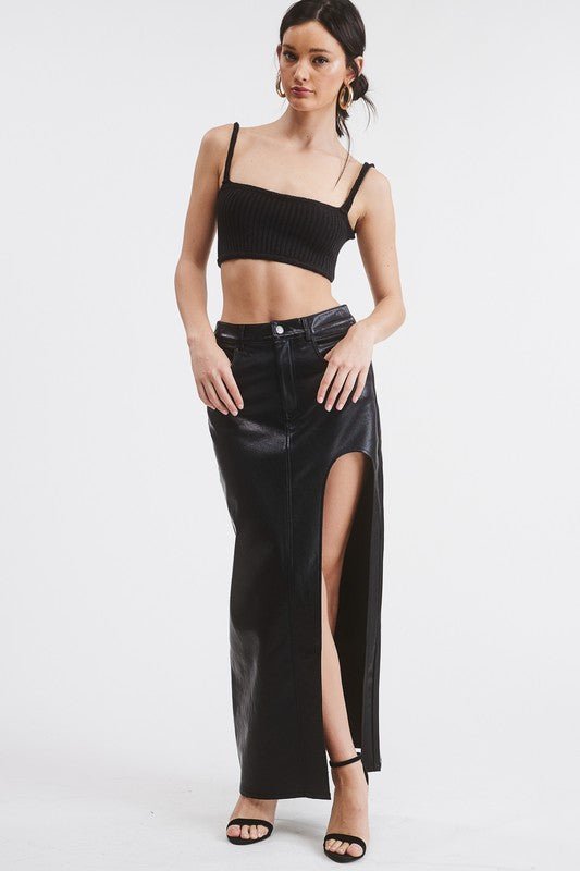 Black La Boca Leather Skirt - STYLED BY ALX COUTURESKIRTS