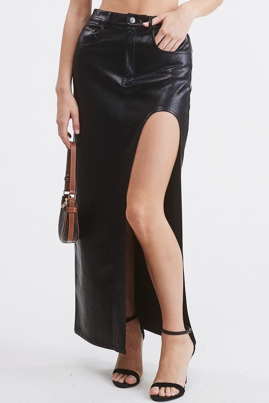 Black La Boca Leather Skirt - STYLED BY ALX COUTURESKIRTS