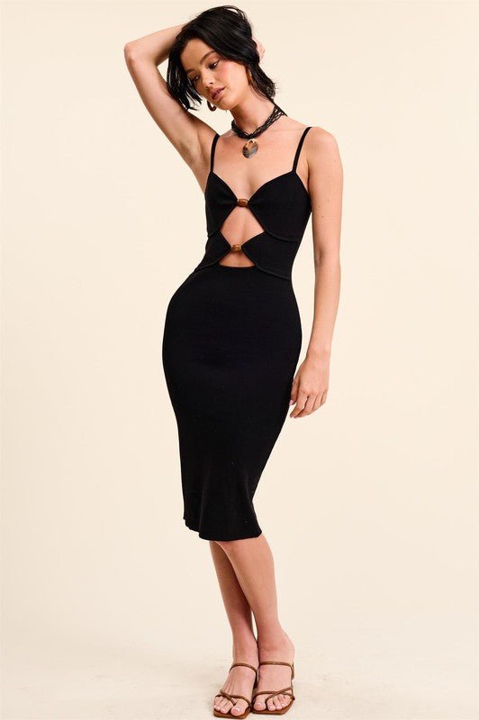 Black Layered Bodycon Midi Dress *PRE* - STYLED BY ALX COUTUREDRESS