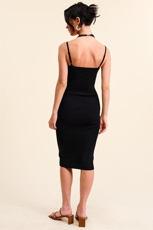 Black Layered Bodycon Midi Dress *PRE* - STYLED BY ALX COUTUREDRESS