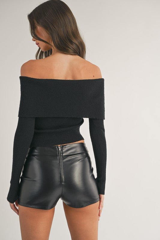 Black Long Sleeve Off Shoulder Top - STYLED BY ALX COUTURETOPS