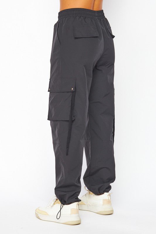 Black Parachute Cargo Pocket Pants - STYLED BY ALX COUTUREPANTS