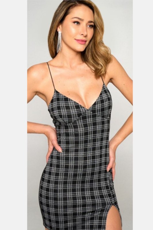 Black Plaid Mini Dress - STYLED BY ALX COUTUREDresses