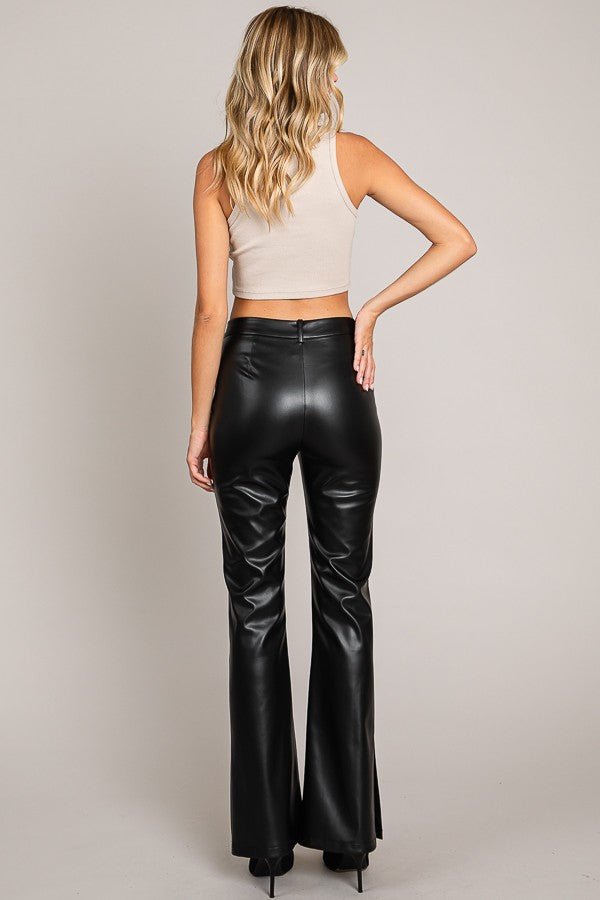 Black Pleather Flared Trousers - STYLED BY ALX COUTUREPANTS