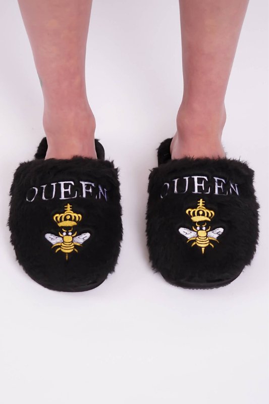 Black Queen B Bel Air Slippers - STYLED BY ALX COUTUREShoes