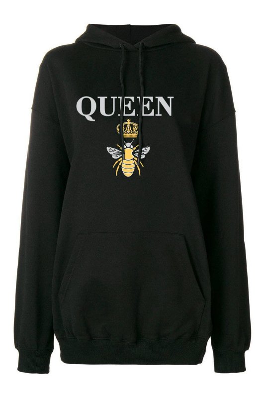 Black Queen B Oversized Hoodie - STYLED BY ALX COUTUREShirts & Tops