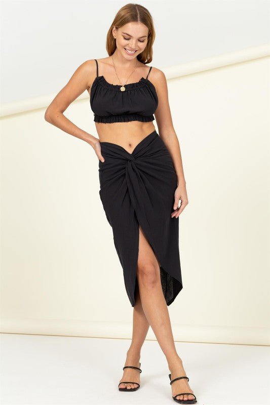 Black Ruched Top and Skirt Set - STYLED BY ALX COUTUREOutfit Sets