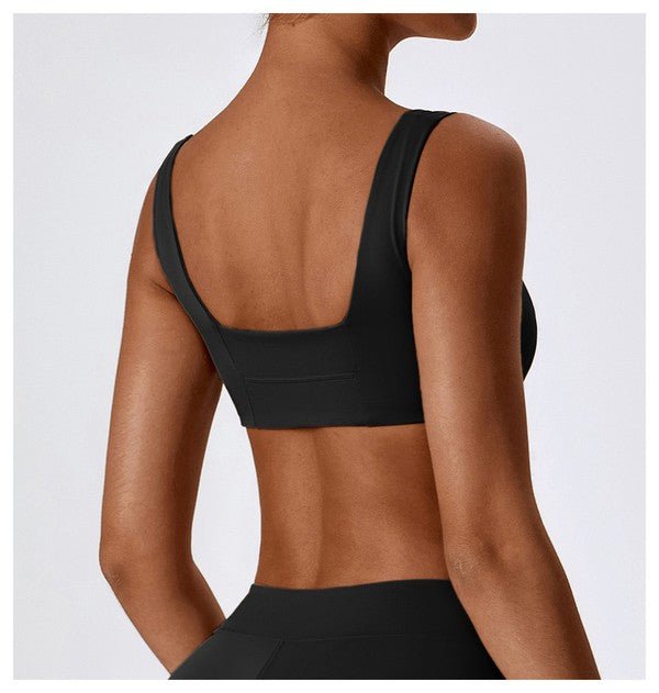 Black Samara Square - Neck Sports Bra - STYLED BY ALX COUTURESports Bra