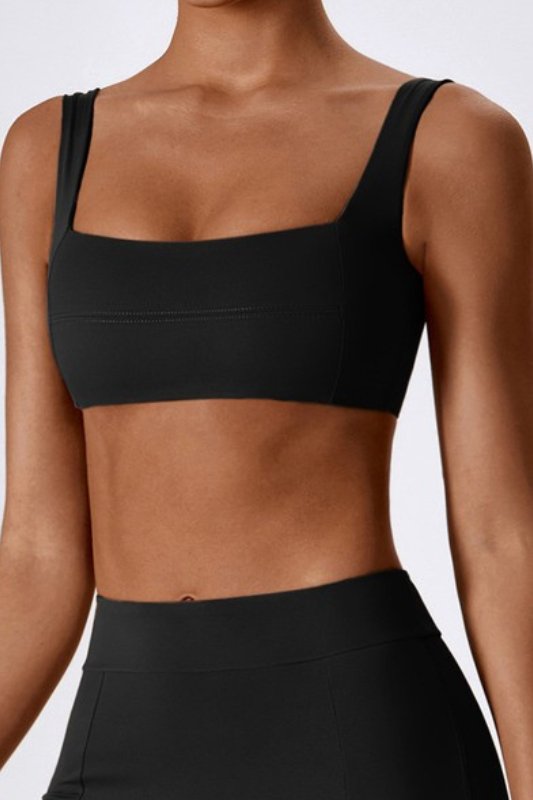 Black Samara Square - Neck Sports Bra - STYLED BY ALX COUTURESports Bra