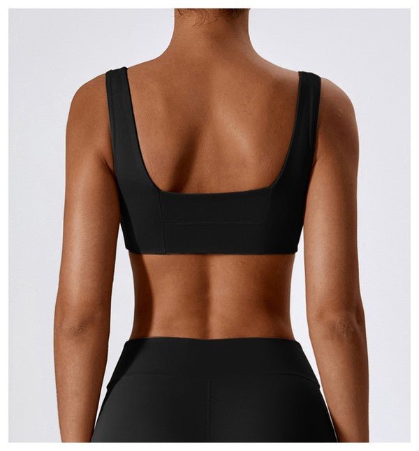 Black Samara Square - Neck Sports Bra - STYLED BY ALX COUTURESports Bra