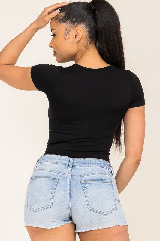 Black Smooth Thick Banded Tee - STYLED BY ALX COUTUREShirts & Tops