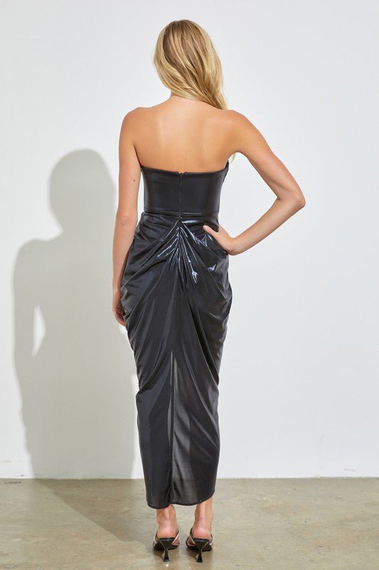 Black Sparkly Gather Maxi Dress - STYLED BY ALX COUTUREDRESS