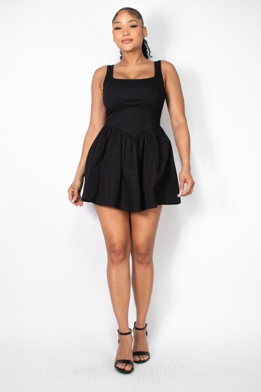 Black Square Neck Corset Dress - STYLED BY ALX COUTUREDresses