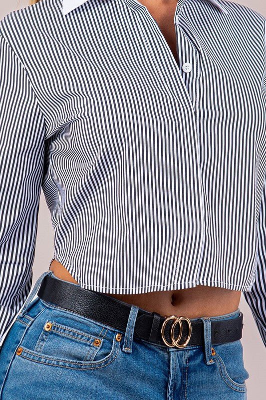 Black Striped Constrasted Blouse - STYLED BY ALX COUTUREShirts & Tops