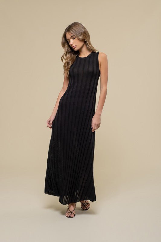 Black Sweater Knit Midi Dress - STYLED BY ALX COUTUREDRESSES