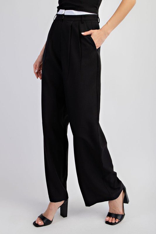 Black Tailored Elastic Waist Pants - STYLED BY ALX COUTUREPANTS