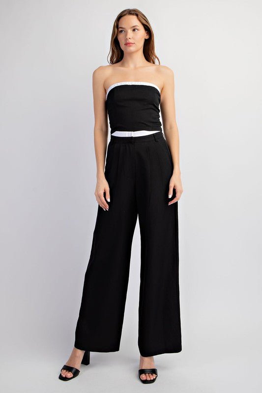 Black Tailored Elastic Waist Pants - STYLED BY ALX COUTUREPANTS