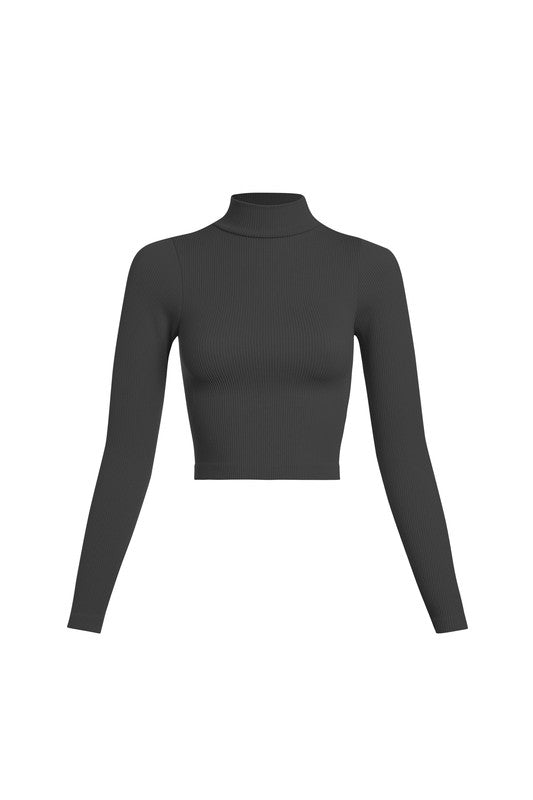 Black Thick Rib High neck Long sleeve Top - STYLED BY ALX COUTUREShirts & Tops