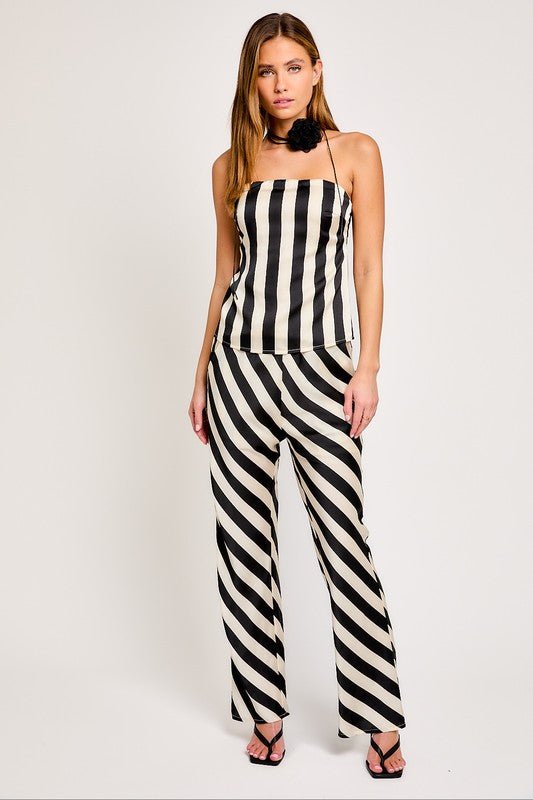 Black White High Waisted Striped Pants - STYLED BY ALX COUTUREPANTS