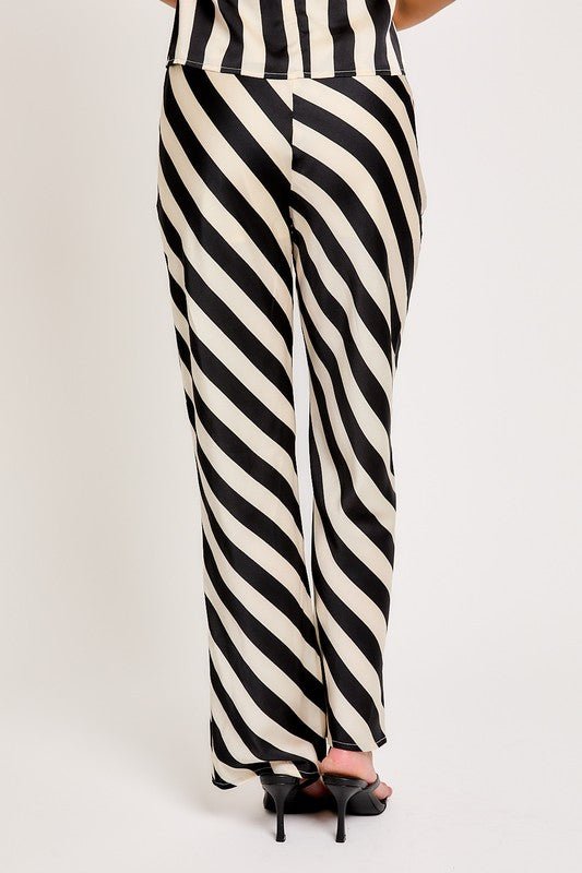 Black White High Waisted Striped Pants - STYLED BY ALX COUTUREPANTS