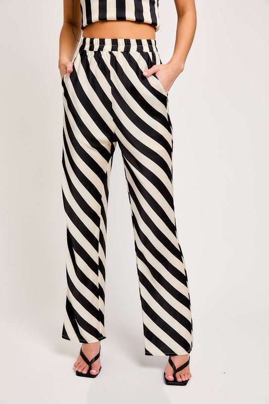 Black White High Waisted Striped Pants - STYLED BY ALX COUTUREPANTS