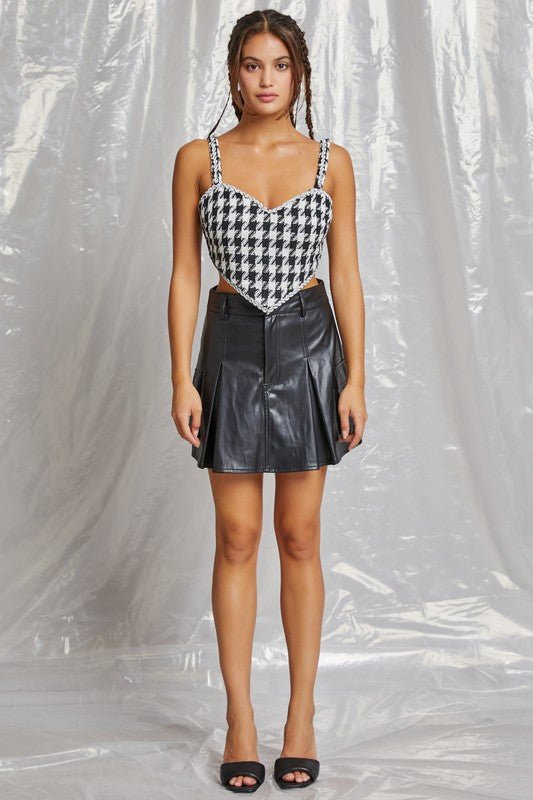 Black White Houndstooth Tweed Top - STYLED BY ALX COUTUREShirts & Tops