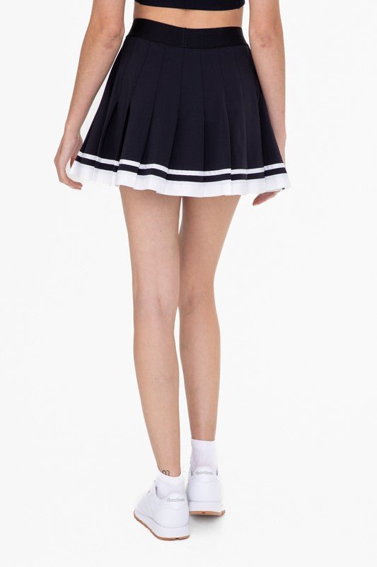 Black White Stripe Pleated Tennis Skirt - STYLED BY ALX COUTURESKIRTS