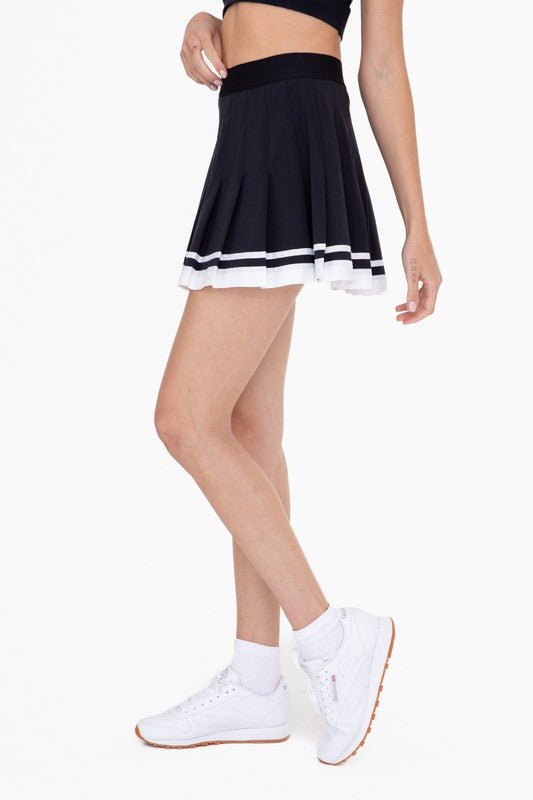 Black White Stripe Pleated Tennis Skirt - STYLED BY ALX COUTURESKIRTS