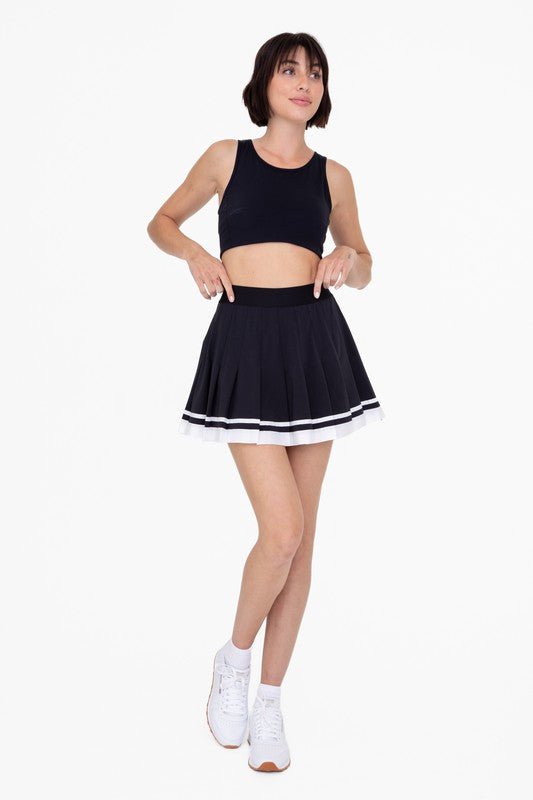 Black White Stripe Pleated Tennis Skirt - STYLED BY ALX COUTURESKIRTS