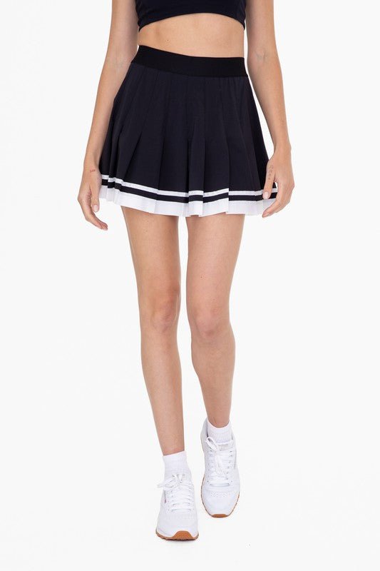 Black White Stripe Pleated Tennis Skirt - STYLED BY ALX COUTURESKIRTS