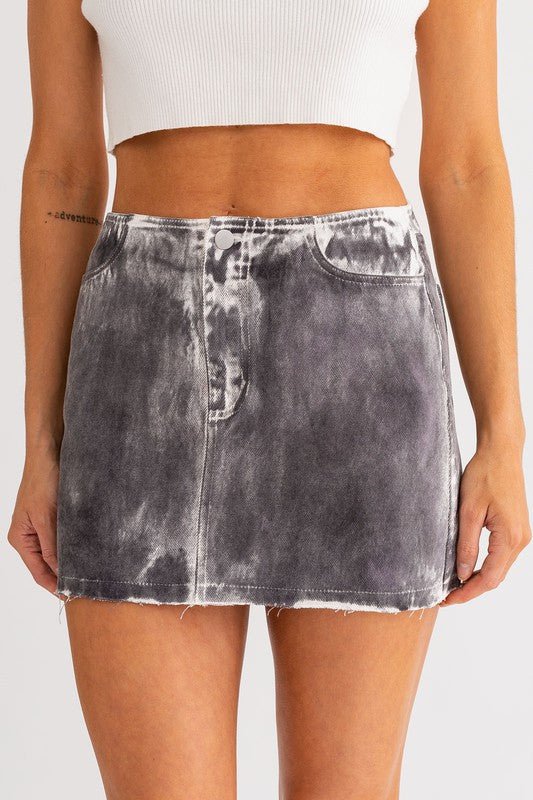 Black White Vintage Washed Mid Rise Denim Skirt - STYLED BY ALX COUTURESKIRTS