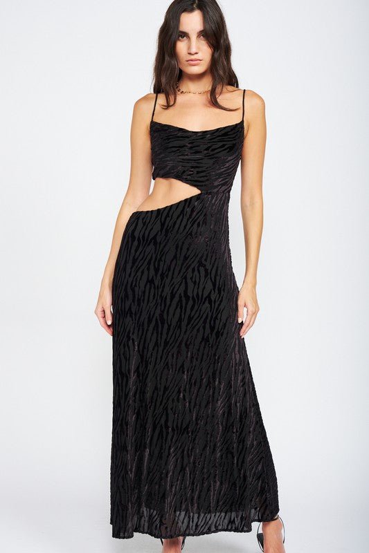 Black Zebra Cowl Neck Maxi Dress - STYLED BY ALX COUTUREDresses