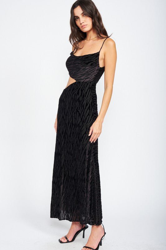 Black Zebra Cowl Neck Maxi Dress - STYLED BY ALX COUTUREDresses