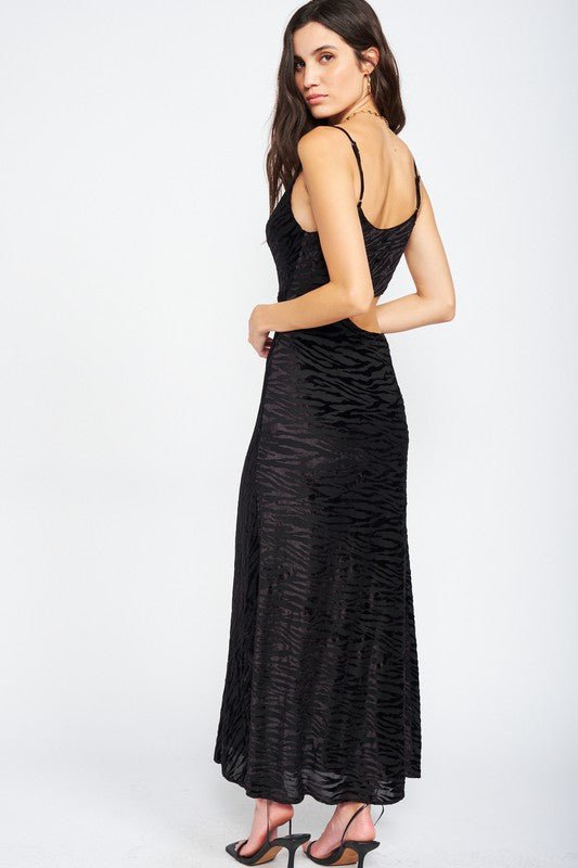 Black Zebra Cowl Neck Maxi Dress - STYLED BY ALX COUTUREDresses