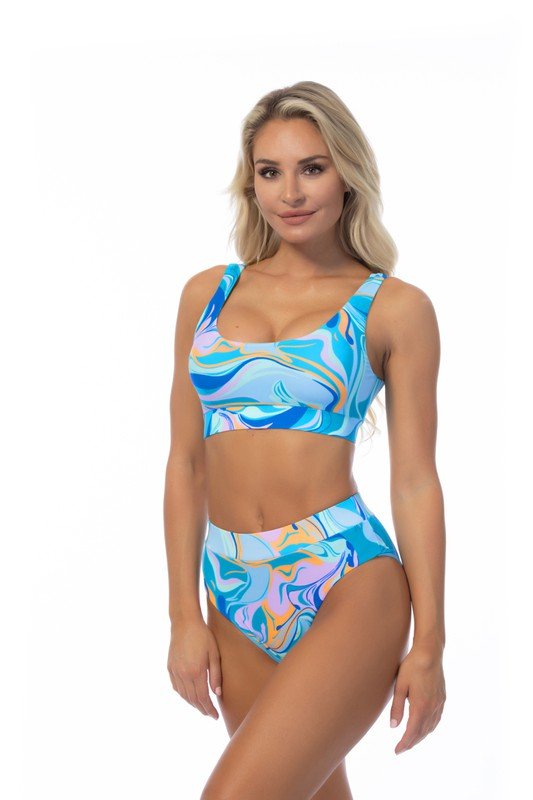 Blue High Rise Bikini Set - STYLED BY ALX COUTURESwimwear