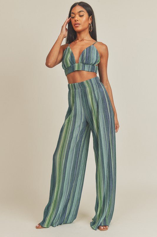 Blue Silver Two Piece Pants Set - STYLED BY ALX COUTUREOutfit Sets