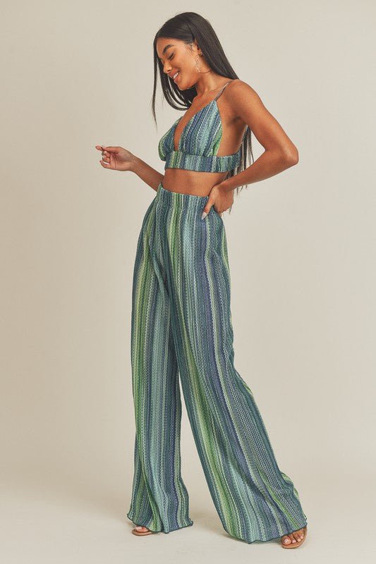 Blue Silver Two Piece Pants Set - STYLED BY ALX COUTUREOutfit Sets