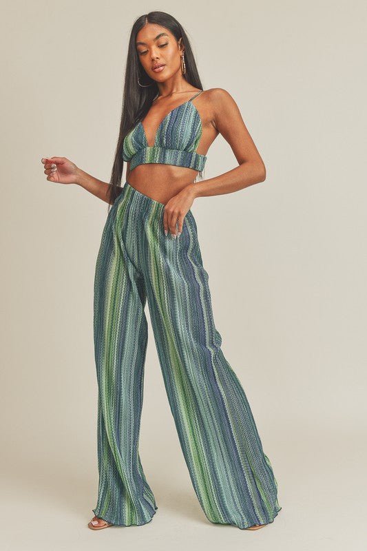 Blue Silver Two Piece Pants Set - STYLED BY ALX COUTUREOutfit Sets