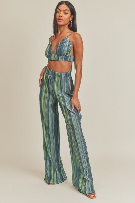 Blue Silver Two Piece Pants Set - STYLED BY ALX COUTUREOutfit Sets