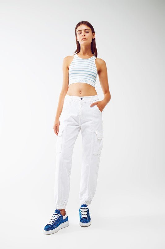 Blue Stripped Cropped Love Text Top - STYLED BY ALX COUTUREShirts & Tops