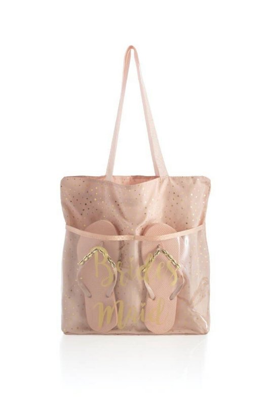 Blush Bridesmaid Tote And Flip - Flop Set - STYLED BY ALX COUTUREHandbags