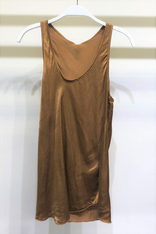 Bronze Soft Satin Tank - STYLED BY ALX COUTUREShirts & Tops