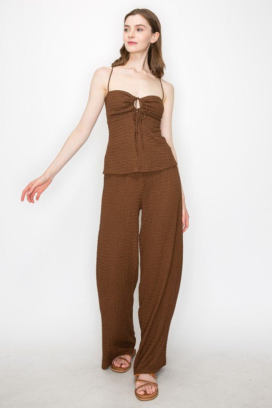 Brown Open Back Top and Pants Set - STYLED BY ALX COUTUREOutfit Sets