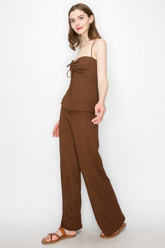 Brown Open Back Top and Pants Set - STYLED BY ALX COUTUREOutfit Sets