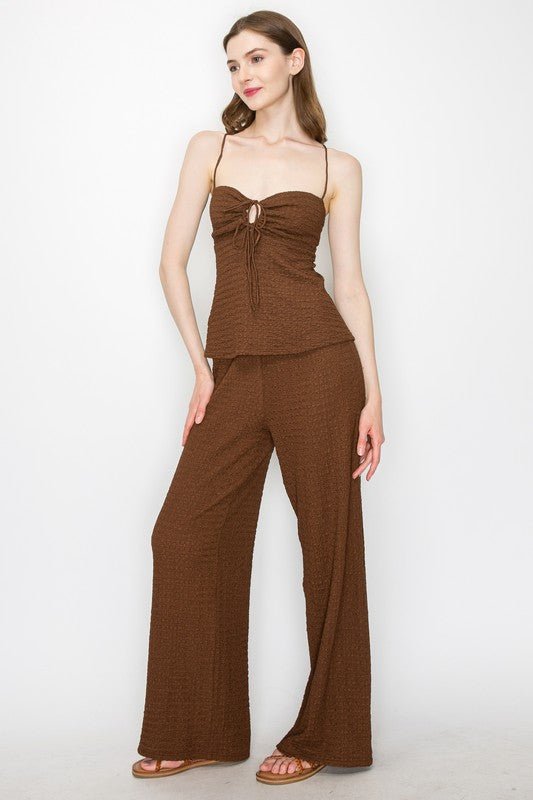 Brown Open Back Top and Pants Set - STYLED BY ALX COUTUREOutfit Sets