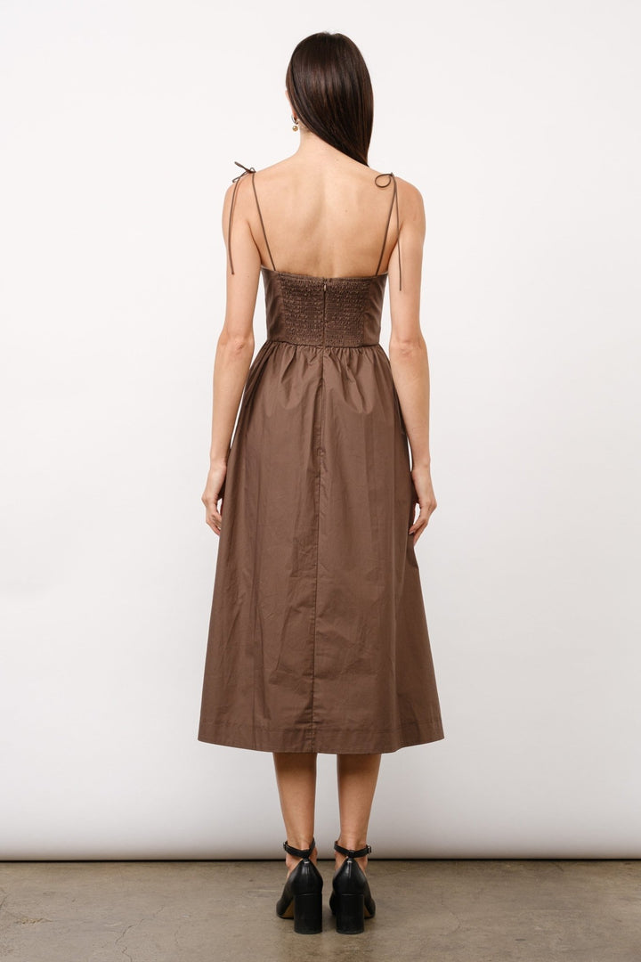 Brown Positano Tie - Strap Corset Midi Dress - STYLED BY ALX COUTUREDRESSES