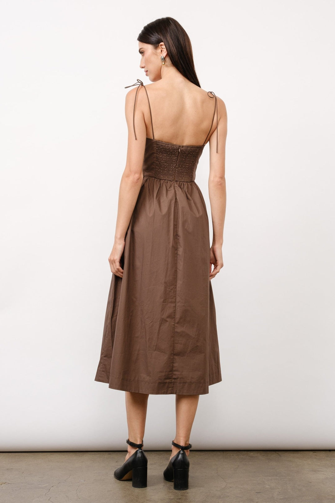 Brown Positano Tie - Strap Corset Midi Dress - STYLED BY ALX COUTUREDRESSES